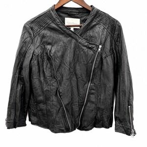 Costa Blanca Vegan Leather Black Jacket Wrinkled Look Size‎ Large